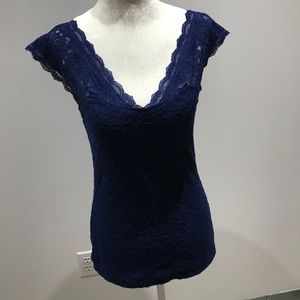 Cobalt Blue Express Stretch Lace Top